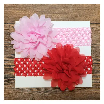 2-pack Pure Color Big Floral Headband Hair Accessories for Girls (Without Paper Card)