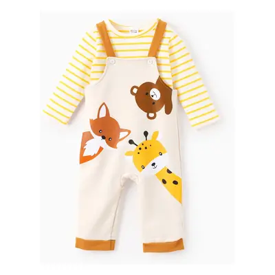 2pcs Baby Girl/Boy Animal Pattern Long Sleeve Set