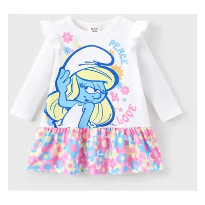 The Smurfs - Baby Girl Valentine's Day Dress with Floral/Heart Pattern