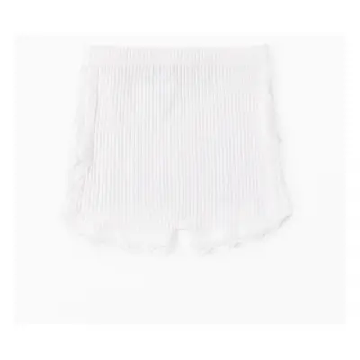 Baby Girl 95% Cotton Ribbed Lace Detail Shorts