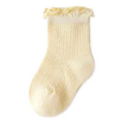 Summer Mesh Baby Socks - Pure Color with Lace Edge, Loose Ankle Design