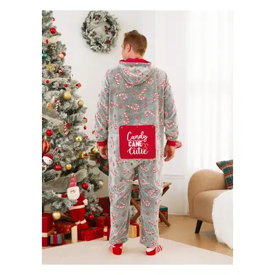 Onesies Pajamas Matching Christmas Outfits Candy Cane Pattern (Glow in the Dark)