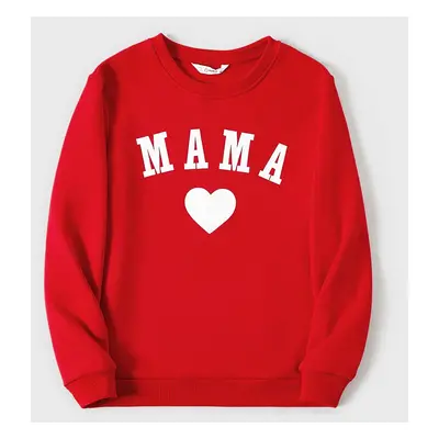 Mommy and Me Solid Letters & Love Print Long-sleeve Tops