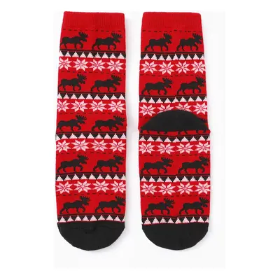 Christmas Socks for Family Cotton Reindeer Pattern Red Socks