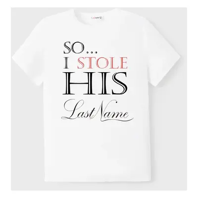 Valentine's Day Cotton Tee Couples Letter Print Short-sleeve Tops