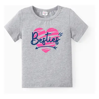 Valentine's Day Cotton Matching Tee Letter Short-sleeve Tops for Mommy and Me