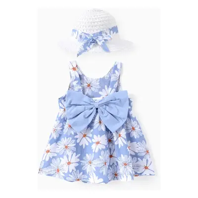 2pcs Baby Girl Little Daisy Bowknot Dress Set