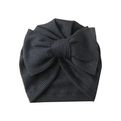 Baby Solid Bow Decor Waffle Hat