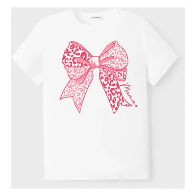 Valentine's Day Mommy and Me Matching Tee Cotton Bow Print Short-sleeve Top