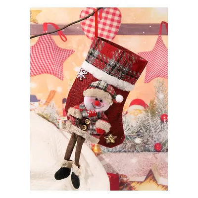 Checkered Christmas Stocking - Decorative Gift Bag for Children with Santa Claus Design, Ideal f