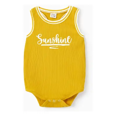 Mommy and Me Yellow Sunshine Theme Ribbed Sleeveless Racerback Body-con Dress