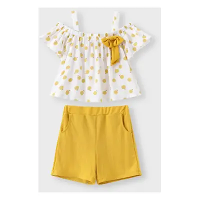 2-piece Toddler Girls Fruit Print Bow Top and Shorts Set