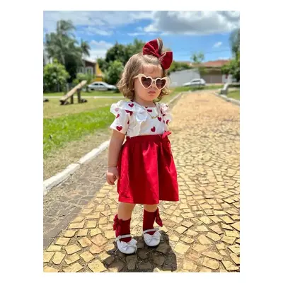 Baby Girl Valentine's Dress with Heart Print and Headband