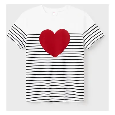 Valentine's Day Family Matching Cotton Stripe Tee Heart-shaped Short-sleeve Tops