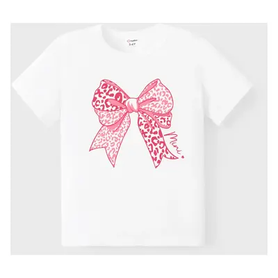 Valentine's Day Mommy and Me Matching Tee Cotton Bow Print Short-sleeve Top