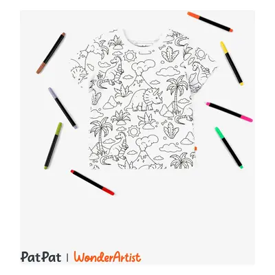 WonderArtist Toddler/Kid Coloring T-Shirt with 10-Pack Textile Markers Set