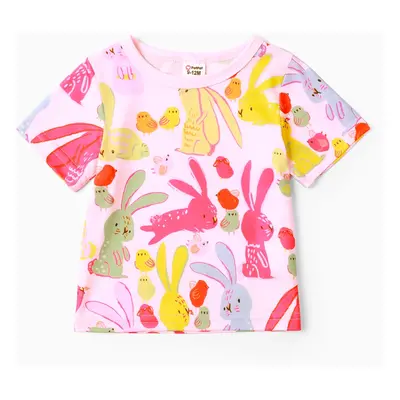 Baby Girl Easter Childlike Rabbit Pattern Tee