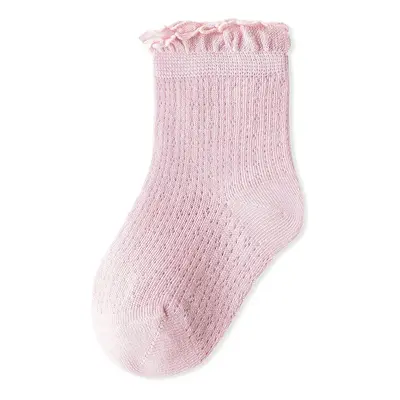 Summer Mesh Baby Socks - Pure Color with Lace Edge, Loose Ankle Design