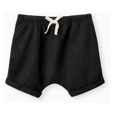 Baby Boy Solid Waffle Elasticized Waist Shorts with Pockets