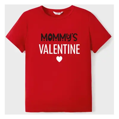 Valentine's Day Family Matching Cotton Letter Short Sleeve Tops