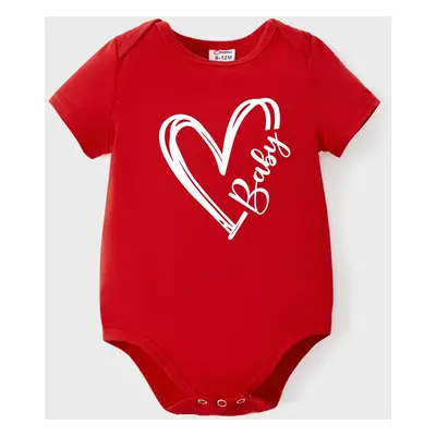 Valentine's Day Heart Pattern Cotton Matching Family Short-sleeve Tops