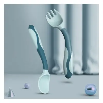 2PCS Silicone Spoon for Baby Utensils Set Auxiliary Food Toddler Learn To Eat Training Bendable 