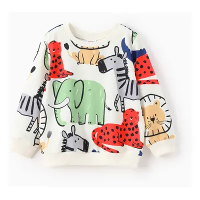 Toddler Boy Childlike Animal Pattern Sweatshirt