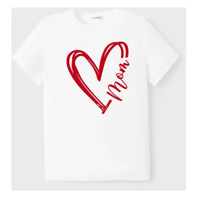 Valentine's Day Heart Pattern Cotton Matching Family Short-sleeve Tops