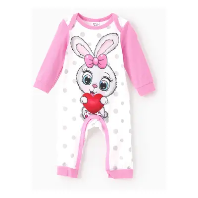 Valentine's Day Baby Girl/Boy Sweet Animal-patterned Jumpsuit