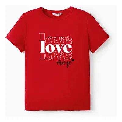 Valentine's Day Cotton Family Matching Tee Casual Letter Short-sleeve Tops