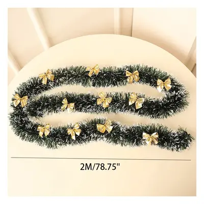 2m Green and White Edge Christmas Snowflake Tinsel Garland - Perfect Holiday Decoration