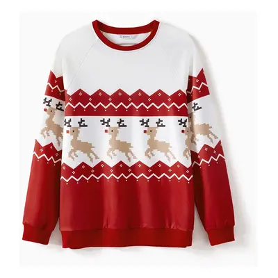 Christmas Family Matching Allover Reindeer Print Raglan-sleeve Sweatshirts