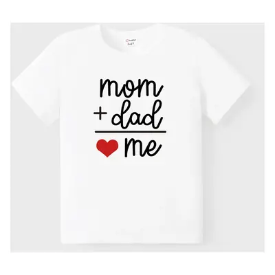 Valentine's Day Family Matching Cotton Tee Letter and Red Heart Print Short-sleeve Top