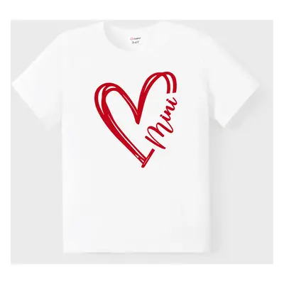 Valentine's Day Heart Pattern Cotton Matching Family Short-sleeve Tops