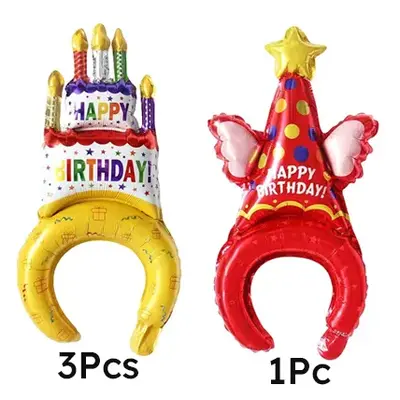 Set of Aluminum Foil Balloon Headbands for Birthday Parties and Events