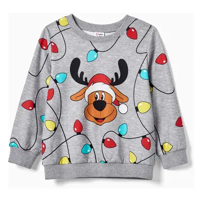 Christmas Family Matching Cartoon Reindeer & Lightbulb Print Long Sleeves Tops