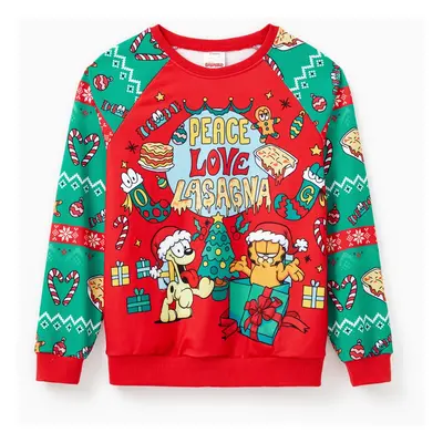 Garfield Family matching 1pc Christmas Food Pattern Colorblock Long-sleeve Sweatshirt/Jumpsuit