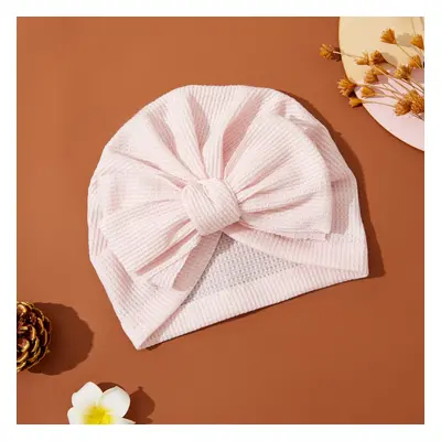 Baby Solid Bow Decor Waffle Hat