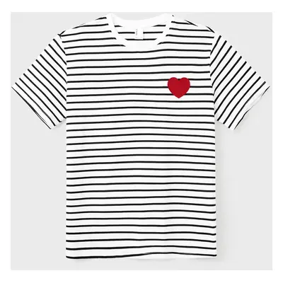 Valentine's Day Family Matching Cotton Stripe Tee Heart-shaped Short-sleeve Tops