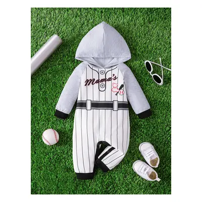 Baseball Player Baby Boy/Girl Hooded Jumpsuit