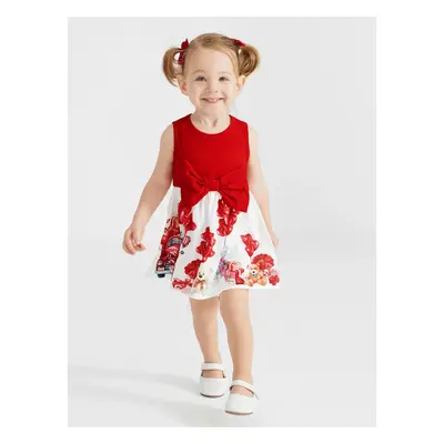 Valentine's Day Baby Girl Bow Design Bear Print Dress