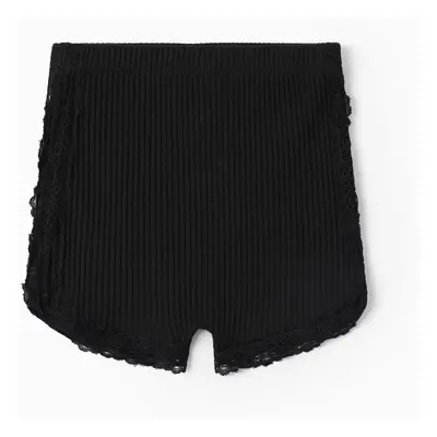 Baby Girl 95% Cotton Ribbed Lace Detail Shorts