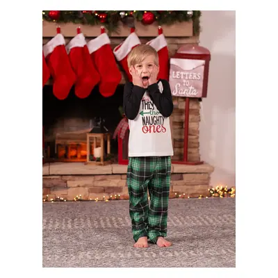 Christmas Letter Contrast Top and Plaid Pants Family Matching Pajamas Sets