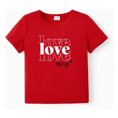 Valentine's Day Cotton Family Matching Tee Casual Letter Short-sleeve Tops