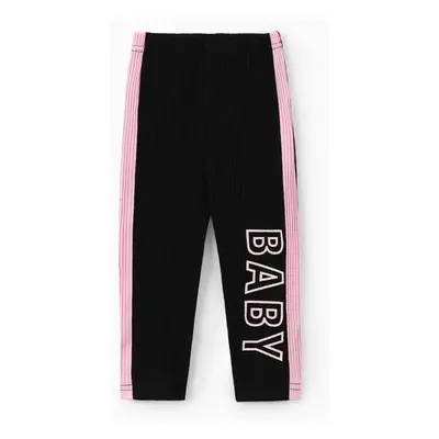 Baby Girl Color Block Design Casual Letter Leggings