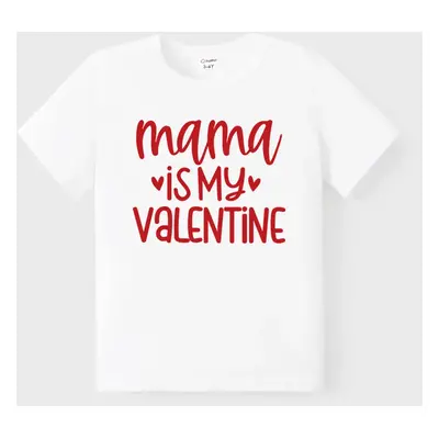 Valentine's Day Mommy and Me Cotton Letter Print Short-sleeve Top