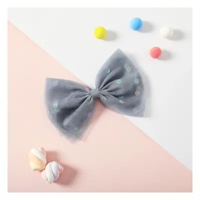 Polka Dots Decor Mesh Bow Hair Clip for Girls