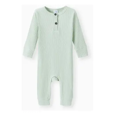 Baby Boy/Girl Cotton Ribbed Button Up Jumpsuit