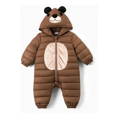 Baby Boy Bear Style Hooded Cotton-Padded Jumpsuit