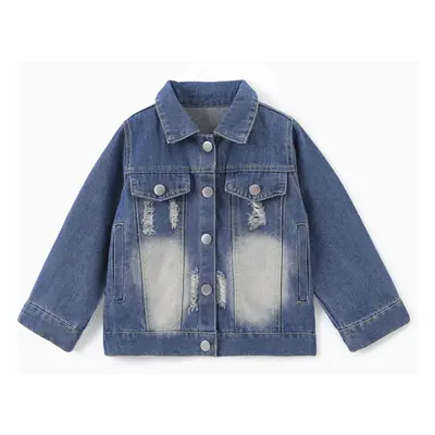 Toddler Girl Basic Solid color Denim 100% cotton Coat/Jacket